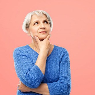 Lady considers something