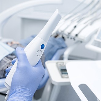 A digital impression system wand at a dental office