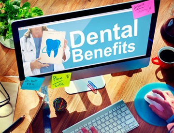 a computer monitor that says dental benefits