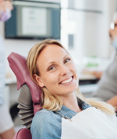 Woman smiling in dental chair