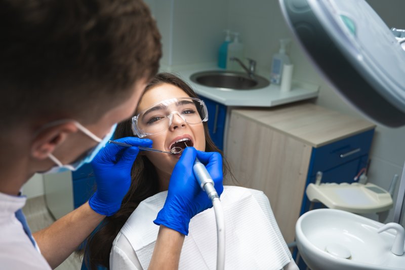 Dental patient having a root canal
